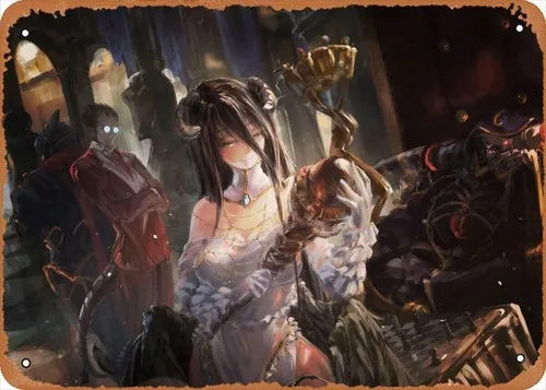 Anime-Poster Overlord Figur Metallblechschild Albedo Ainz Ooal Wanddekoration