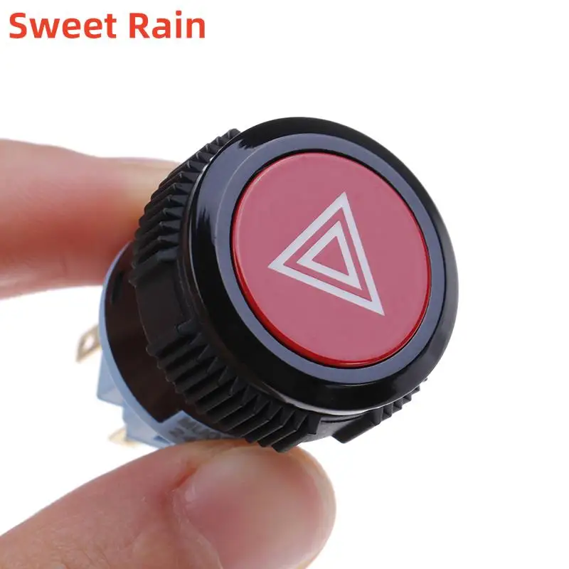 22MM Metal Button Device Switch Car Button 12V With Light Self-Locking Warning Symbol Button Double Flash Switch Start Button