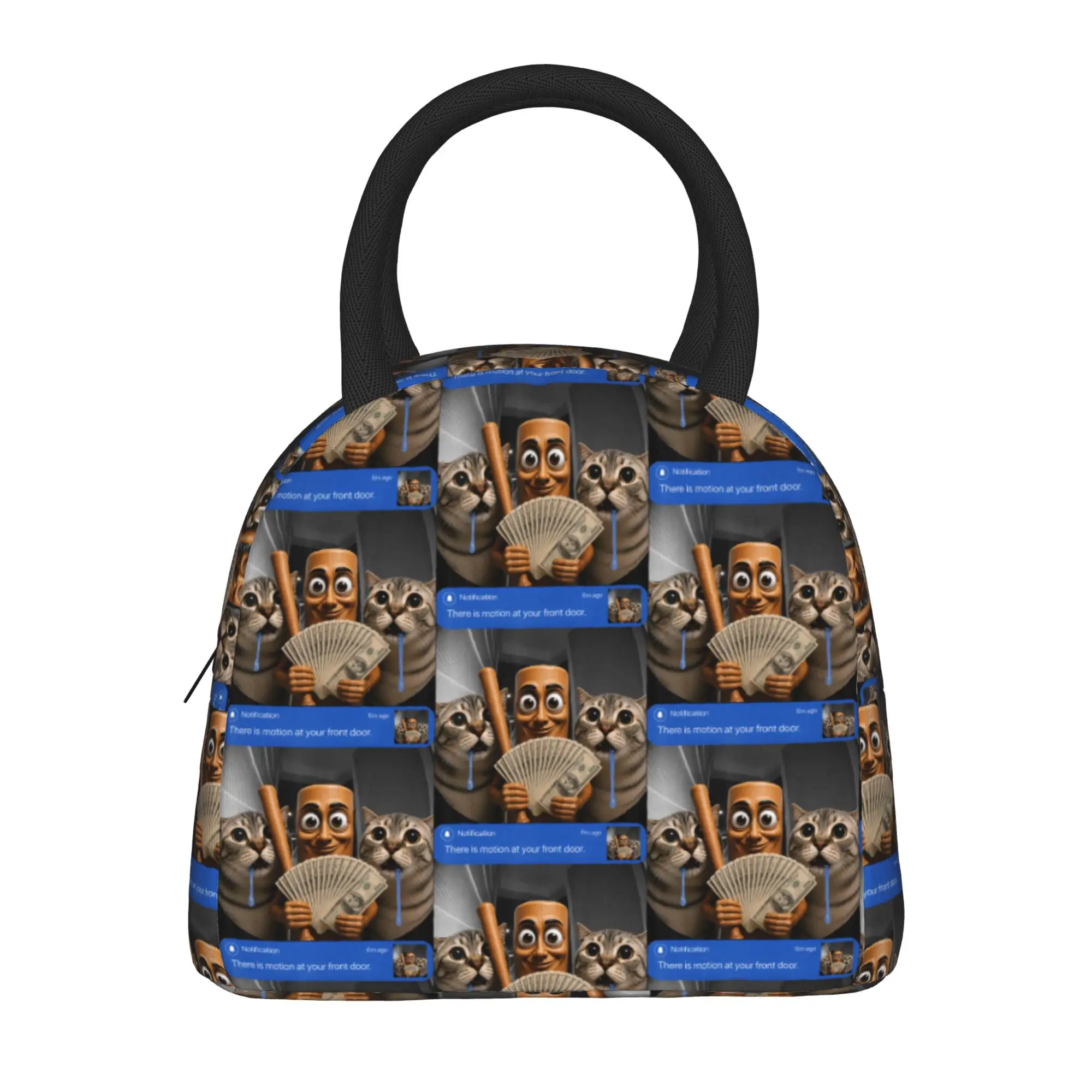 There is Motion at Your Front Door Tung Tung Tung Sahur Cat Lunch Bag Casual Lunch Box Office Portable Thermal Lunch Bags