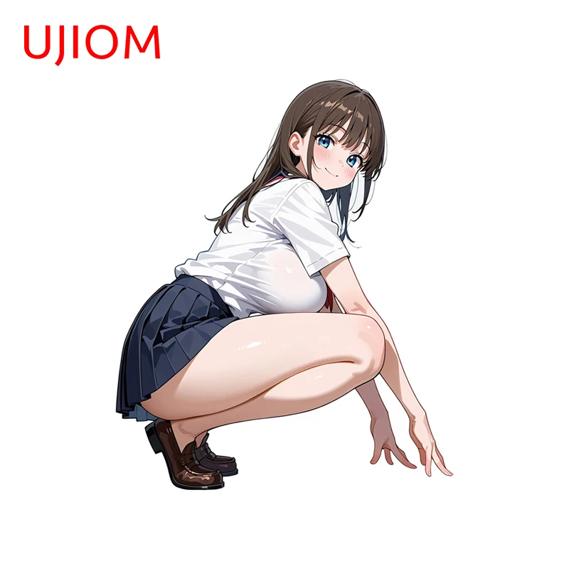 UJIOM Cute Big Breasts Squatting Anime Girl Wall Sticker Attractive Funny Graffiti Decals Nice Kitchen Cupboard Decoration