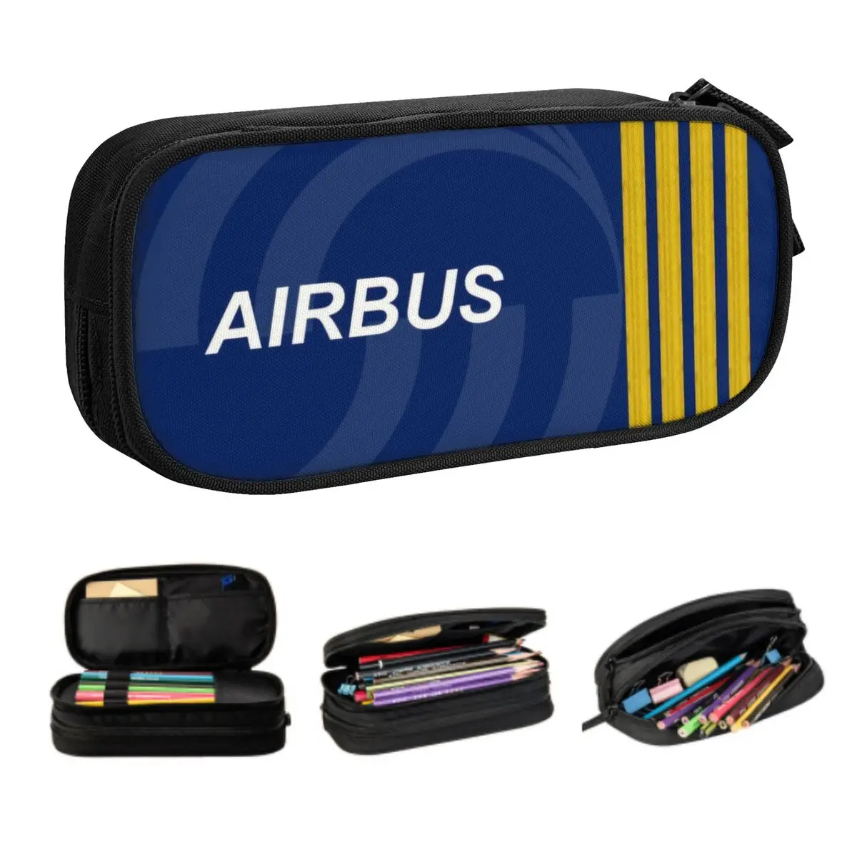 Kawaii Airbus Fighter Pilot Pencil Case for Boys Gilrs Custom Aviation Airplane Large Capacity Pen Bag Box School Supplies