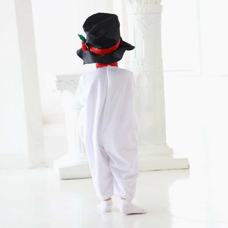 Baby Snowman Costume Long Sleeve Crew Neck Jumpsuit with Hat Scarf Christmas Outfit for Boys Girls