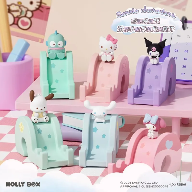 

Официальная семейная подставка для телефона Sanrio, фигурка Hello Kitty Kuromi My Melody, коллекционный декор для стола, милый подарок для фанатов Kawaii