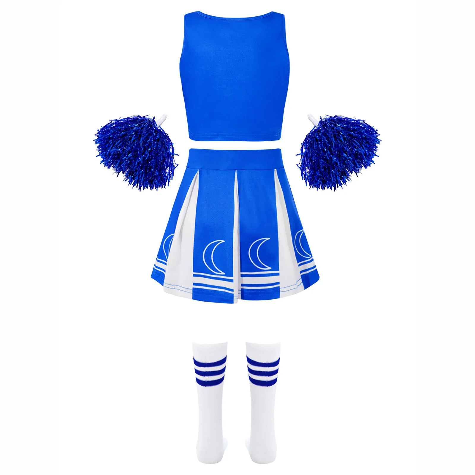 أطفال بنات التشجيع فستان رقص رسالة مطبوعة أكمام تانك المحاصيل الأعلى مطوي تنورة اليد الزهور الجوارب 4 قطعة/المجموعة الشارع الشهير