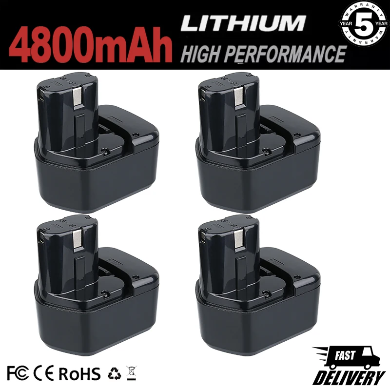 

Vanon 1/2/4Pcs 4.8Ah Ni-MH EB1212S Replace for Hitachi 12V Battery Pin Compatible with EB1214L EB1214S EB1220BL EB1222HL Tools
