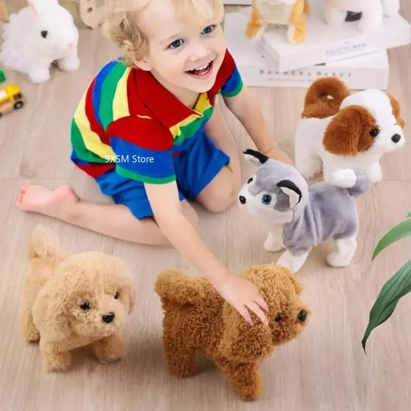Juguete de peluche interactivo de voz eléctrica, lindo cachorro, muñeca para mascotas para niños, elección multicolor, simulación, juguete de batería de felpa suave 3+