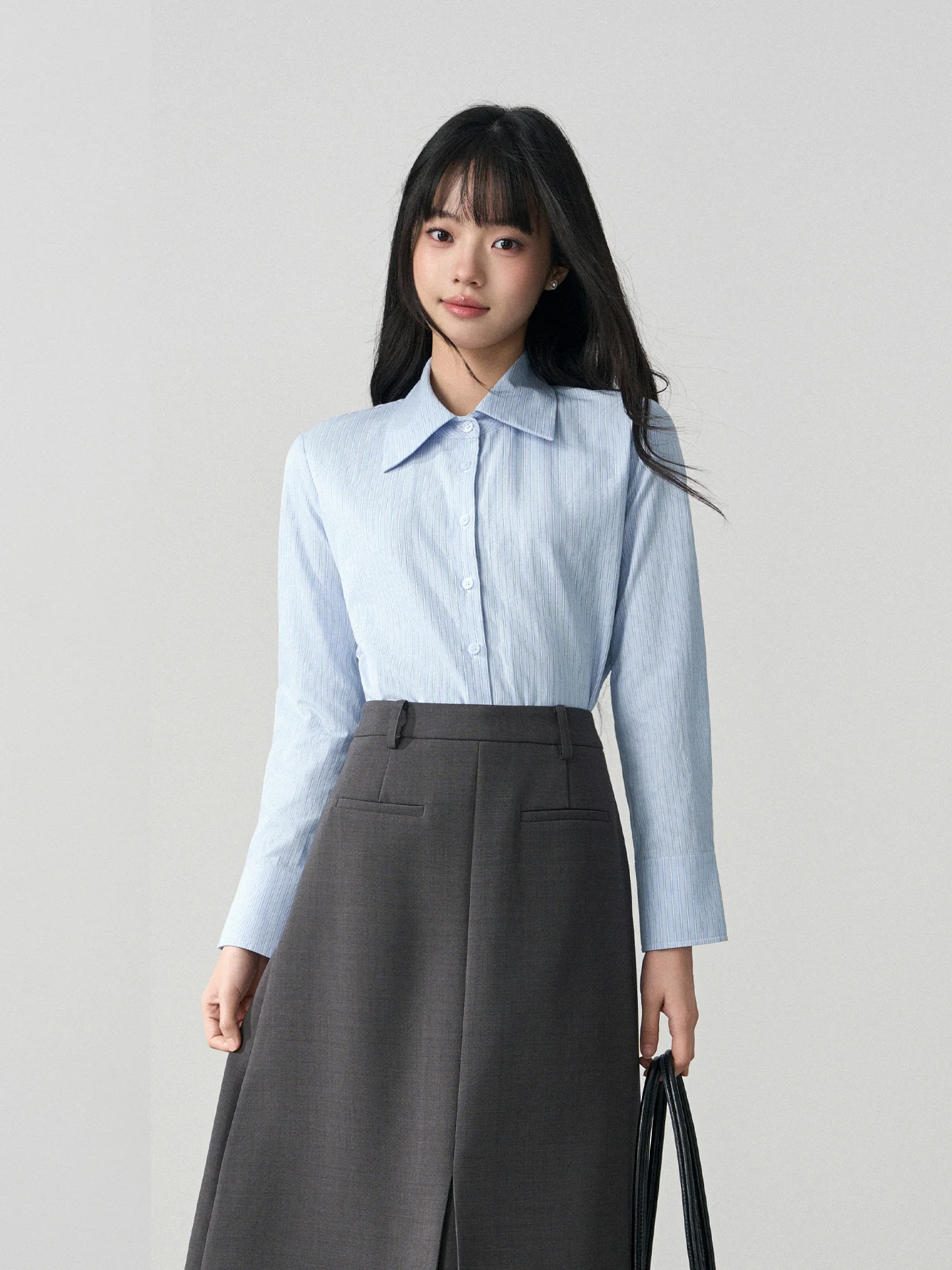 

Женская приталенная рубашка Miss Bird синего цвета с длинным рукавом для весеннего делового стиля, для собеседований, с эффектом утяжки талии