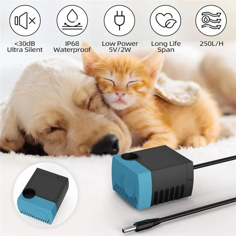 PROMOTION~ SP-400LV Submersible Pump, USB Replacement Pump for Pet Fountains, Quiet Low Voltage, Safe & Easy to Clean