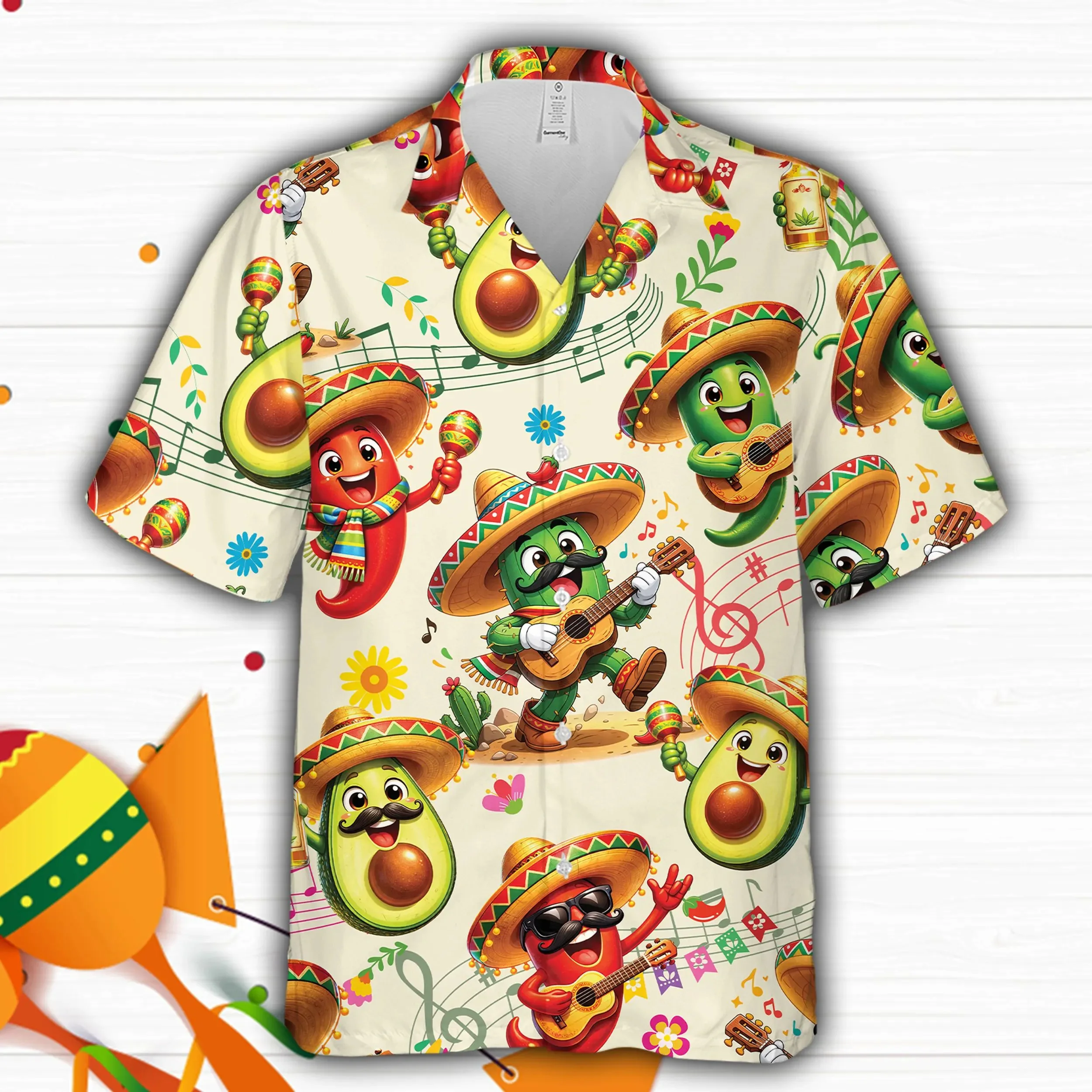

New Funny Cinco De Mayo Fiesta Hawaiian Shirt For Men & Women Mexican Chili Pepper Button Up Shirt Avocado Mariachi Aloha Shirt