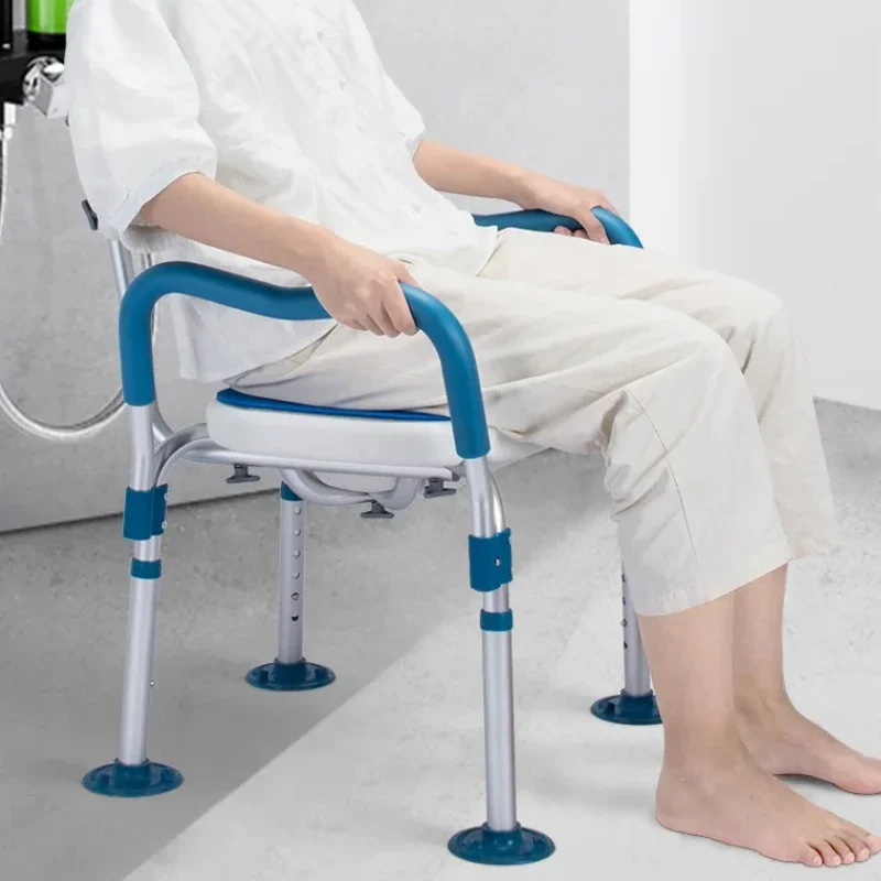 Portable Elderly Bathroom Chair Non-slip  Shower Chair Maternity Groove Bath Chair Height Adjustable Bearing 150kg Alloy