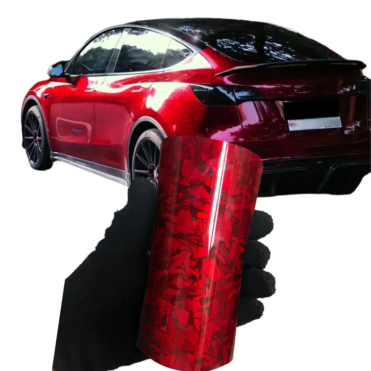 

New Model Forged Carbon Red Color Car Wrapping Film Car Wrap Vinyl Flower Carbon Fiber Automotive Paint Protection Film