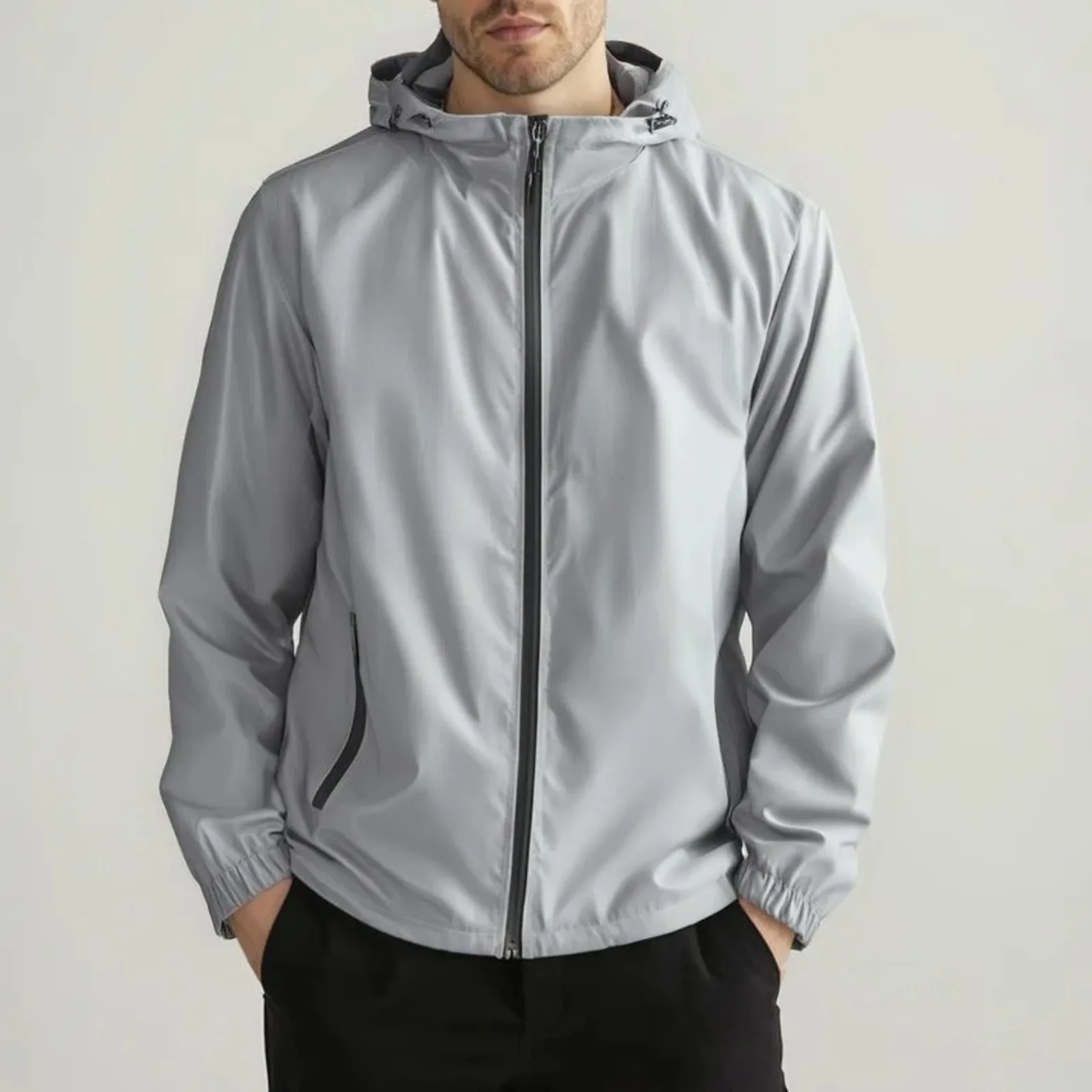 

Men Summer Outdoor Reflective Jackets Thin Lightweight Loose Large-Sized Sun-Protective Clothing Waterproof Windbreaker Jackets