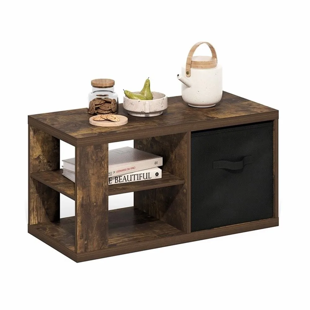 طاولة القهوة الحديثة مع صندوق تخزين بلمسة نهائية من خشب الصنوبر الكهرماني الدافئ #3