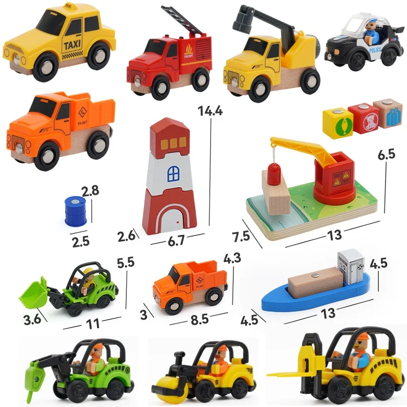 

Wooden Train Track Bridge Beech Wooden Railway Set Accessories Magnetic Toy Car Engineering Vehicle Transport Car toys