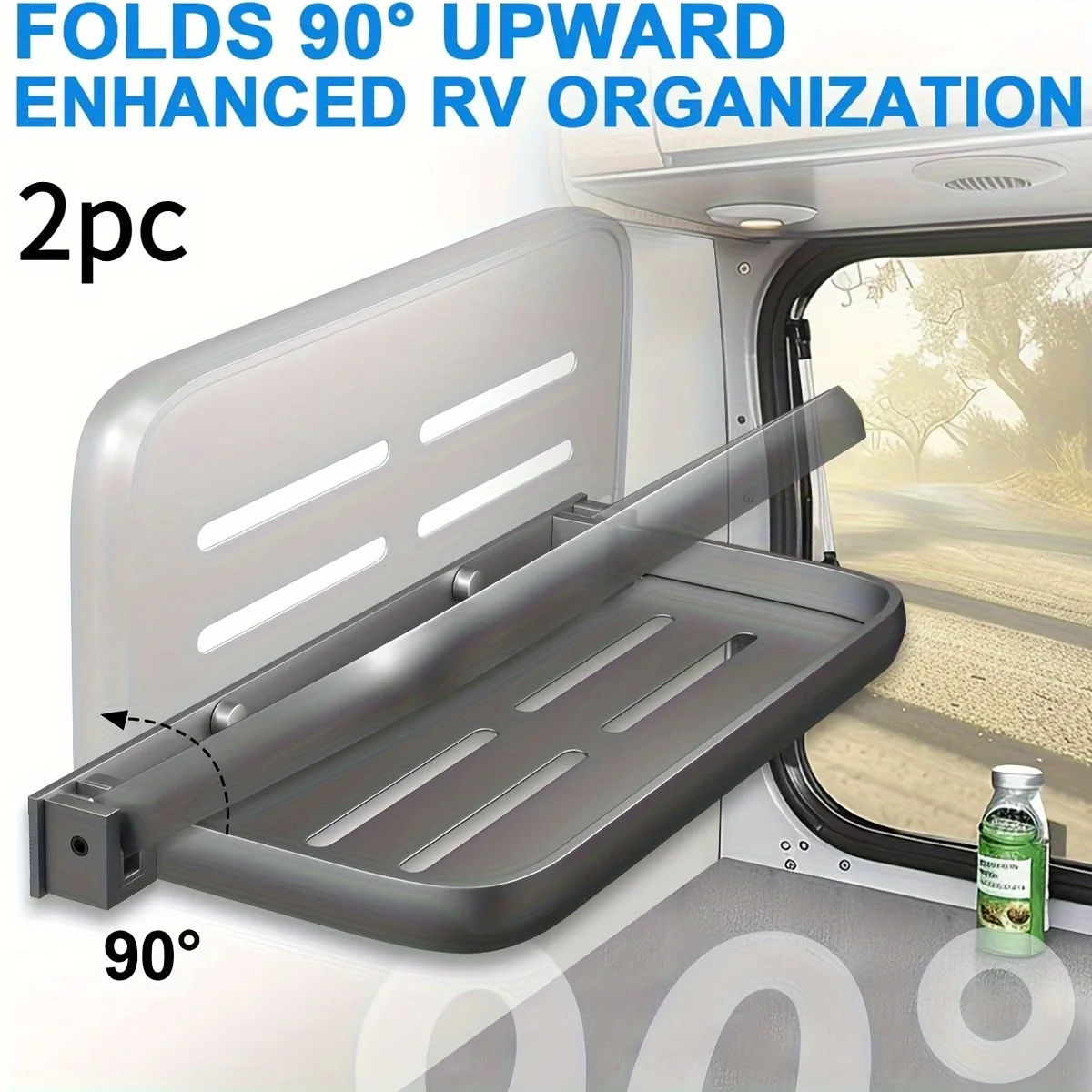 قطعتان من أرفف الألومنيوم القابلة للطي RV لتخزين الحائط توفر المساحة 90 °   تصميم قابل للطي ينظم ملحقات التخييم