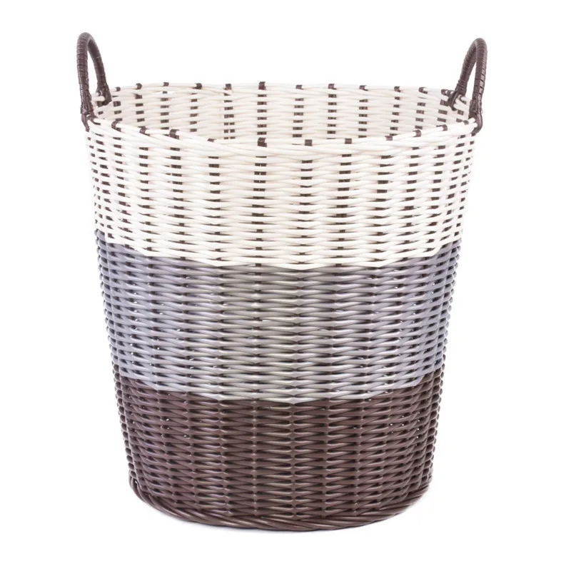 Plastic Woven Laundry Basket - Rattan-Style Storage for Toys, Dirty Clothes, and Household Items