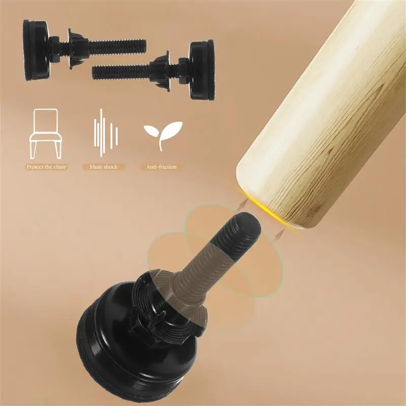 4 Sets 50/38mm Height Adjuster Furniture Leveler Adjustable Furniture Feet Thread Table with Felt Pads Leveler with Felt Pads