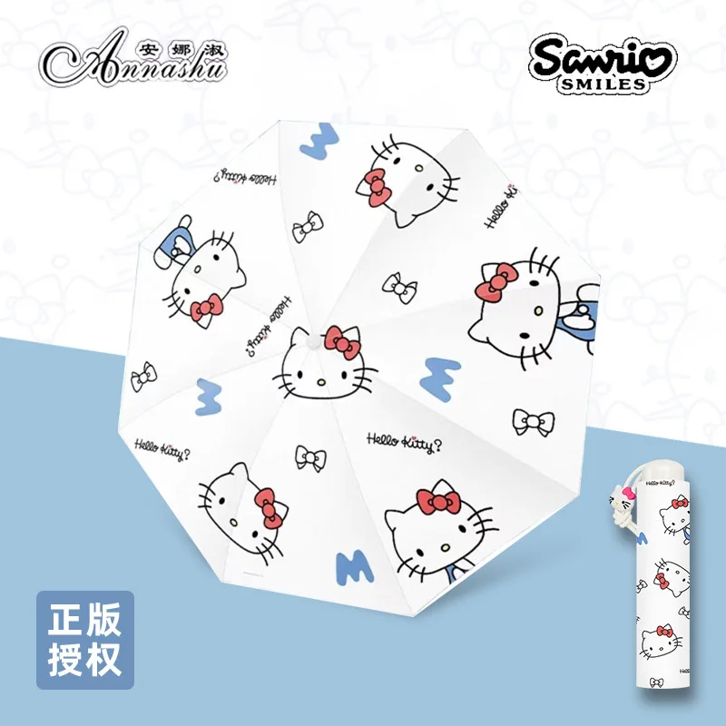 Sanrio Kawaii Hello Kitty Umbrella Cartoon Foldable Sunny and Rainy Dual-use High-value Anti-ultraviolet Sun Umbrella Cute Gift