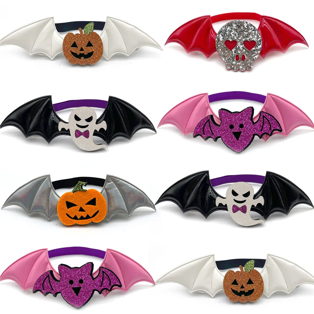 30/50pcs Halloween Mix Style Pet Supplies Pet Dog Cat Bowtie Wing Style Pumpkin Skull Flower Small Dog Halloween Dogs Supplies