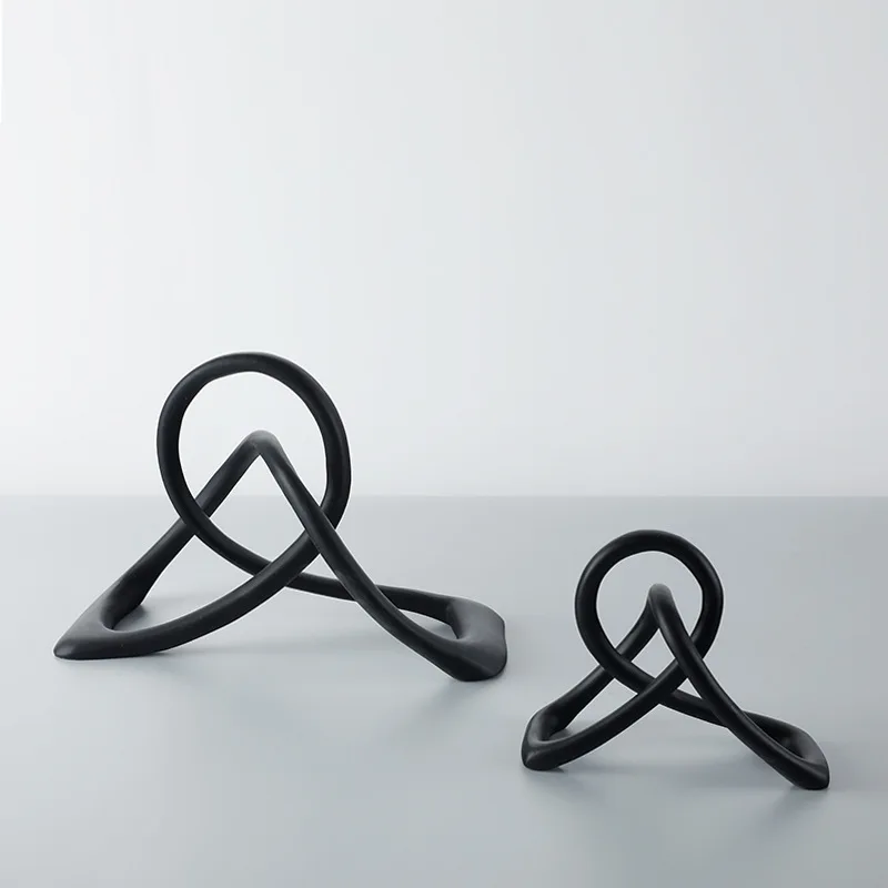 Resin Geometry Twist Knot Decorative Ornaments Black Winding Sculpture Figurines Home Decoration Accessories