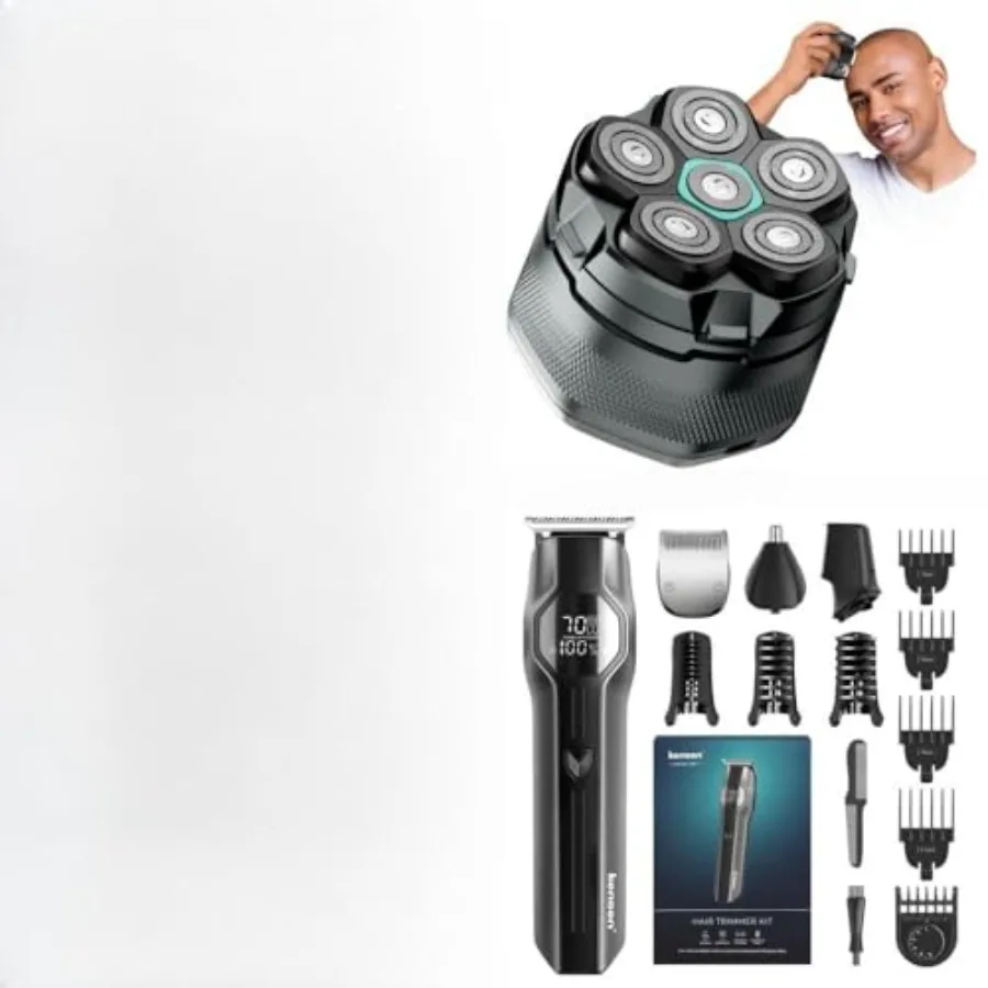 

Head Shavers for Bald Men - 6D Cordless Bald Head Shavers IPX6 Waterproof 14 Piece Mens Grooming Kits for Beard face Nose Ear H
