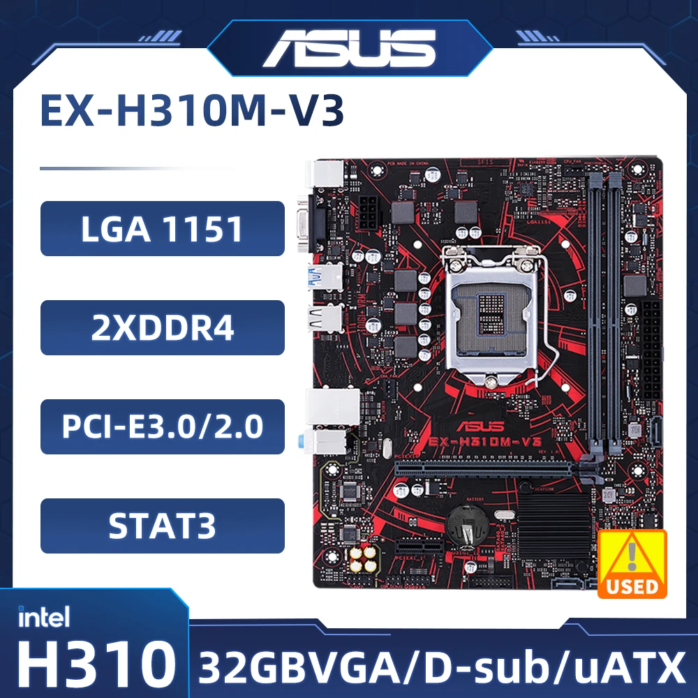 

ASUS EX-H310M-V3 Motherboard intel H310 1151 DDR4 32GB support Core i3-8100 i3-9100F i5-8500 i5-9400F ATX PCIe 3.0 USB 3.1