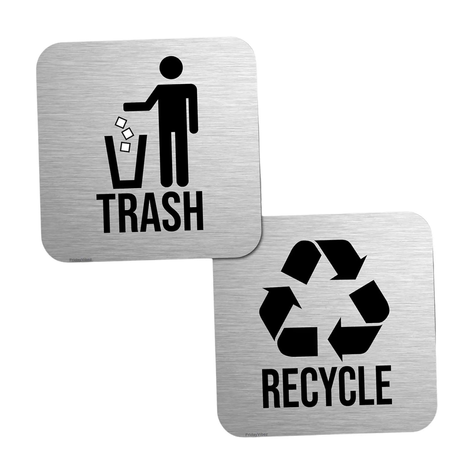 Waste Sorting Square Stainless Steel Logo Sticker Set Home Office Recycle Label for Garbage Can