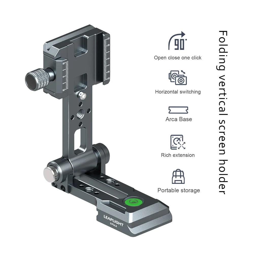 

Folding Camera L- Holder Arca Quick Release Plate w 1/4 Cold Shoe Vertical Shooting Mount for SLR DSLR Camera Tripod Live Video