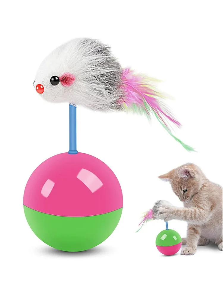 Neues Katzenspielzeug-Set: Maus, die nicht umkippt – Lustiges Spielzeug zum Necken von Katzen und Hunden, Selbstbeschäftigungsspielzeug, Haustierbedarf, Set mit Katzenspielzeug zum Necken