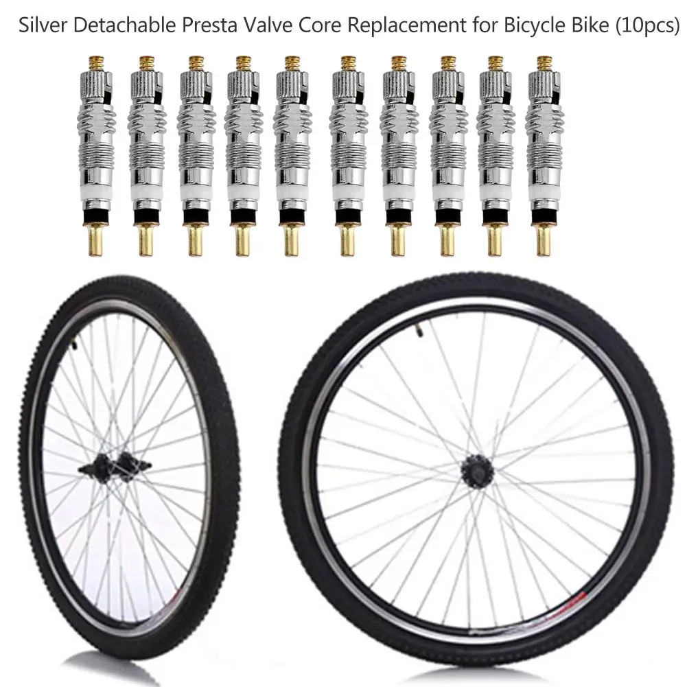 

30-100 шт. универсальных съемных серебристых вентилей Presta для бескамерных шин велосипедов (шоссейных, MTB), замена сердечников вентилей