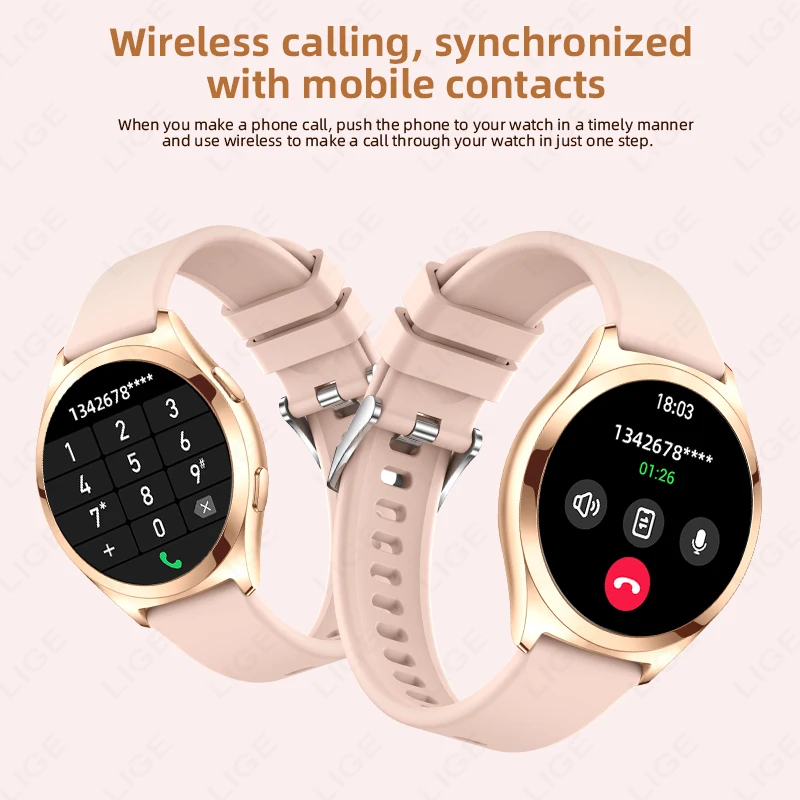 LIGE Fashion Smart Watch For Women Bluetooth Call Health Monitor DIY Custom Dial Sport Lady Bracelet Waterproof Smartwatch Woman