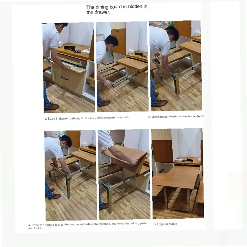 NEW Multi-Section Hidden Table Slideway Multi-functional Pulling Folding Dining Table Retractable Rail Flat Push With Feet Track