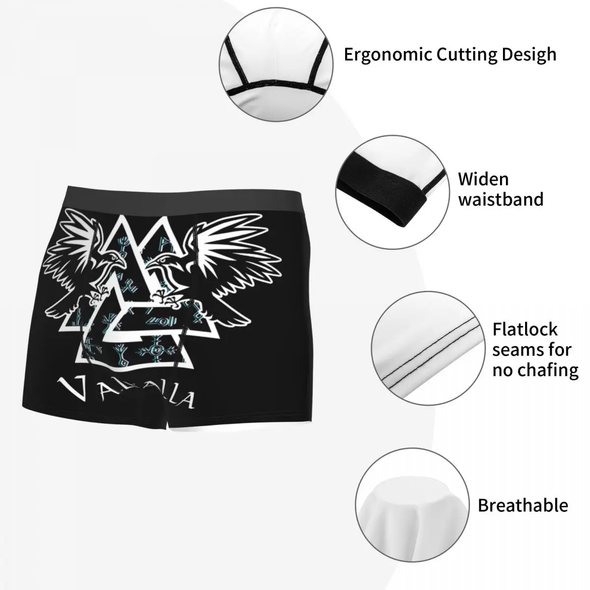 Male Novelty Viking Odins Ravens Underwear Boxer Briefs Soft Shorts Panties Underpants