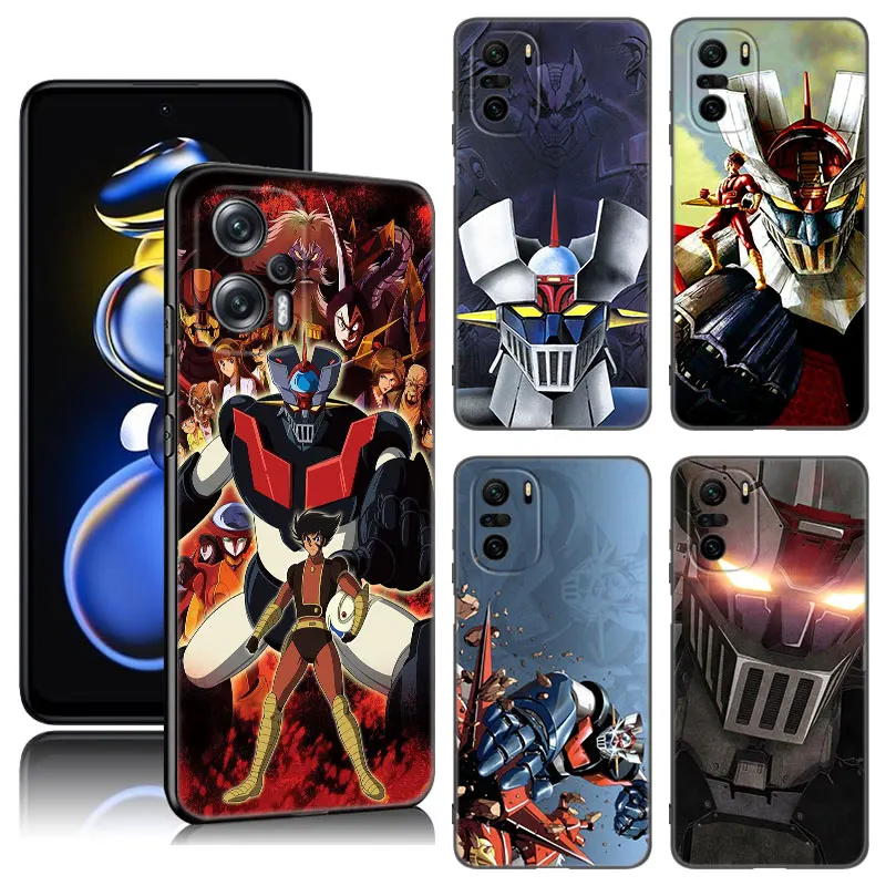 Anime Mazinger Z Black Silicone Phone Case For Xiaomi POCO X3 X4 NFC F5 M3 M4 M6 X5 X6 Pro F3 F4 GT 5G C55 C65 M5