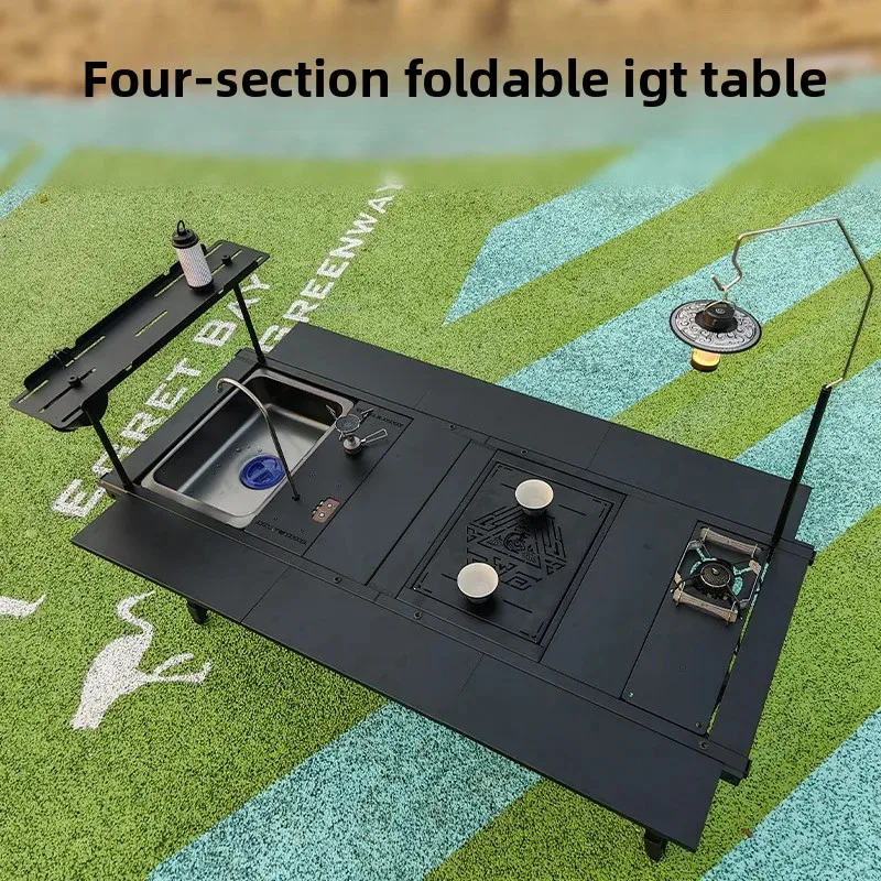 Multifunctional Camping Portable Foldable Aluminum Alloy 4-Unit IGT Tactical Tables Tea Drinking  Chicken Rolls Table