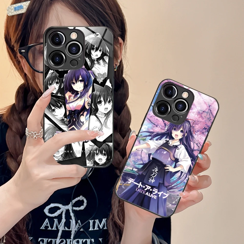 DAL Tohka Yatogami Mobile Cell Phone Case for iPhone 15 14 13 12 11 X XR XS 8 Pro Max Plus Mini PC Glass Phone Cover Shell