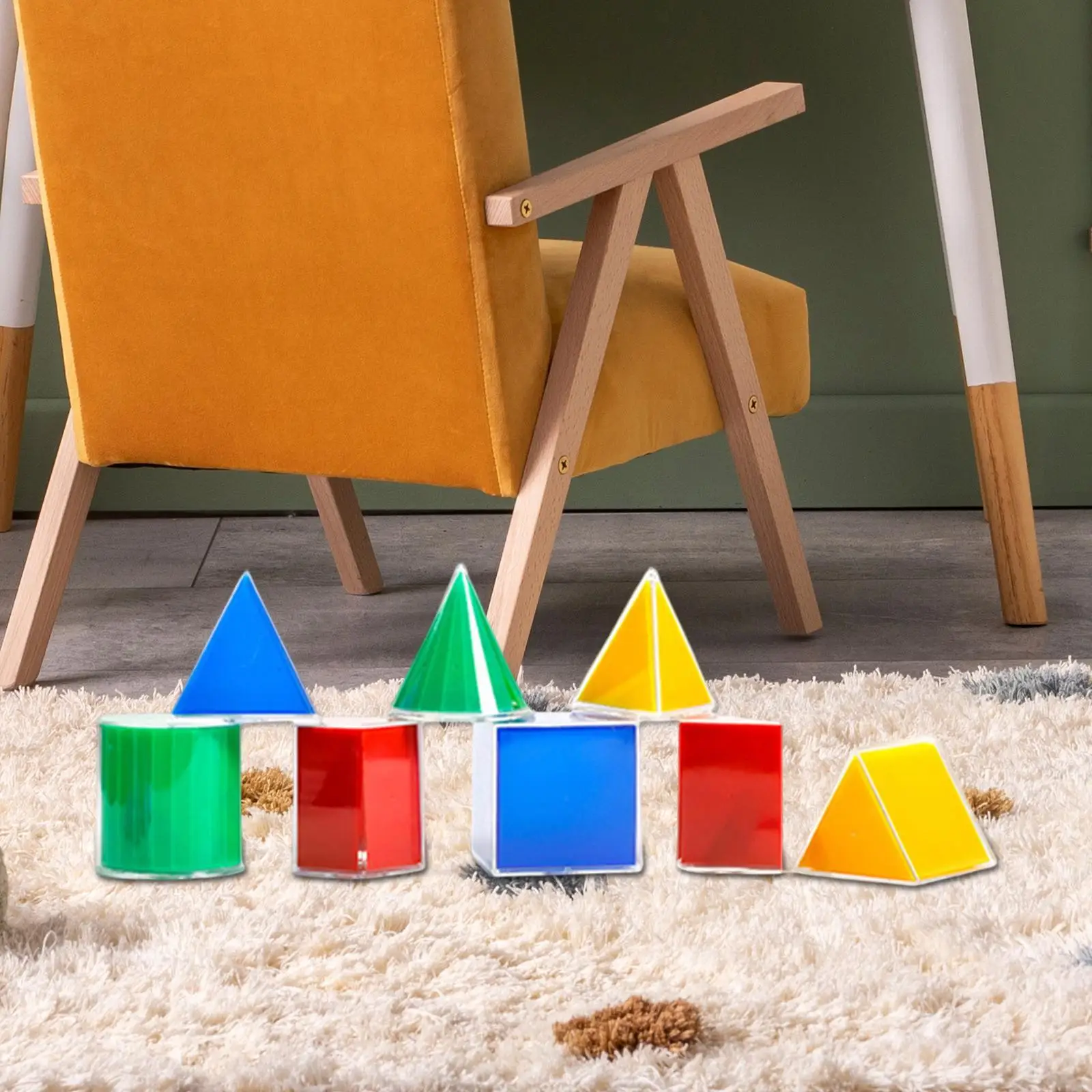 

8 Pieces 3D Geometric Solids Manipulatives for Children Boys Girls Home