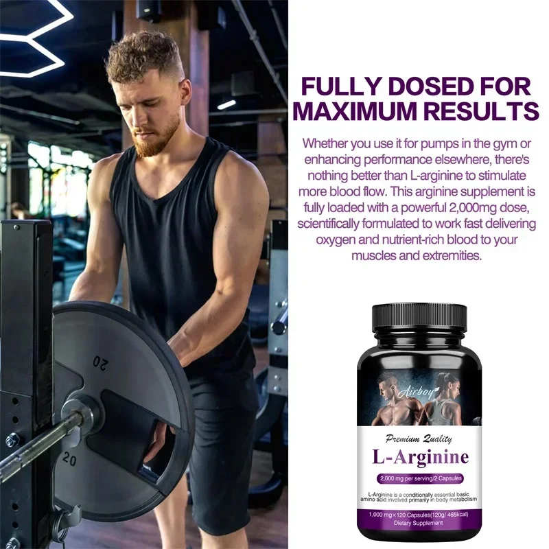 L-Arginine Capsules Supplement - for Energy, Strength and Endurance Support During Exercise | Muscle Mass, Non-Gmo