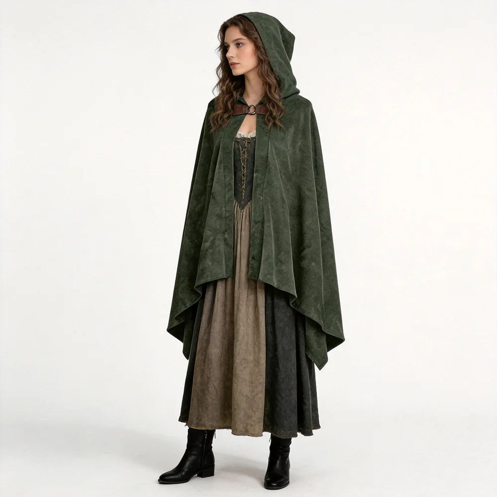 Elfenritter Kurzer Umhang Cosplay Halloween Zauberer Wildledercape Unisex Samtumhang mit Kapuze Renaissance-Kostüm 2026 – Detail 11
