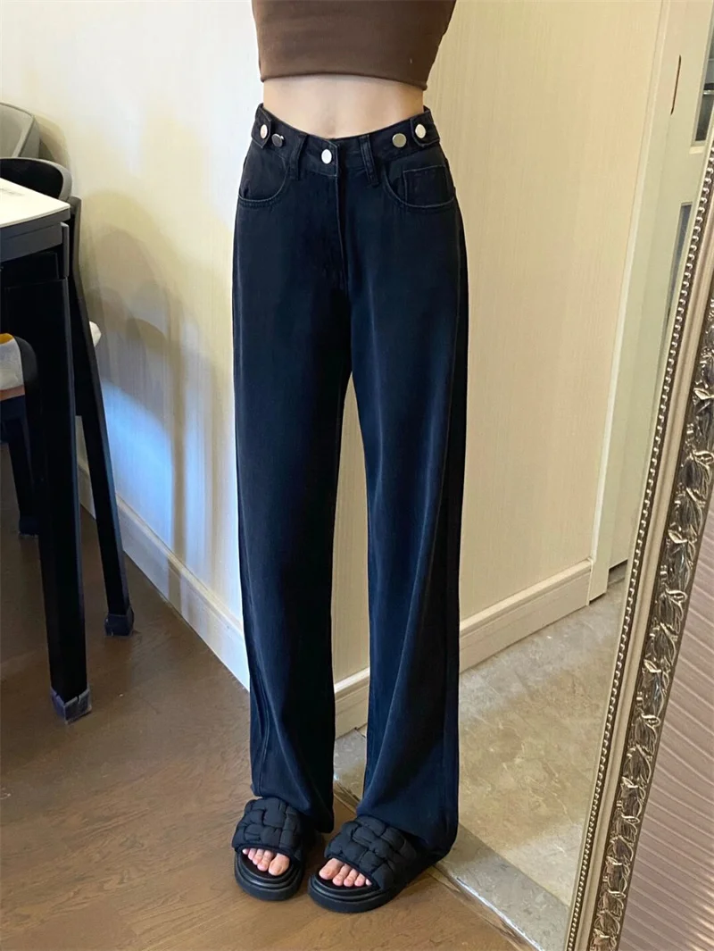 

Тонкие женские джинсы с высокой талией и драпировкой, осенние новые широкие брюки больших размеров, эффект похудения