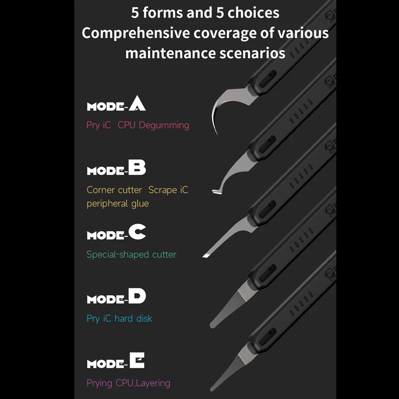 Grattoir à puce 5 en 1 pour réparation de téléphone portable, lame de retrait de colle CPU NAND, couteau à levier, pelle à puce de carte mère, outils Carimplantés