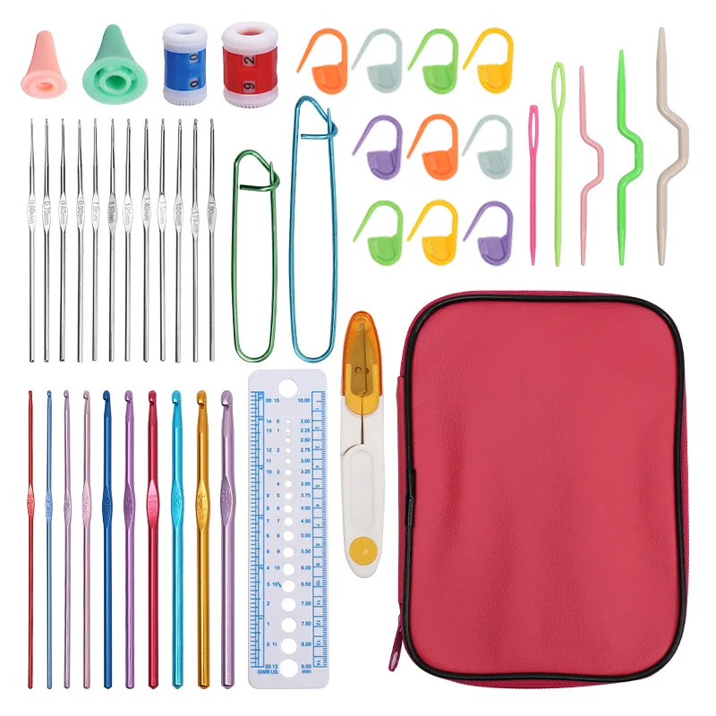 

Crochet Hooks Combination Kit Beginners DIY Knitting Needles Set Stitches Craft Scissors Markers Weaving Sewing Accessories Tool