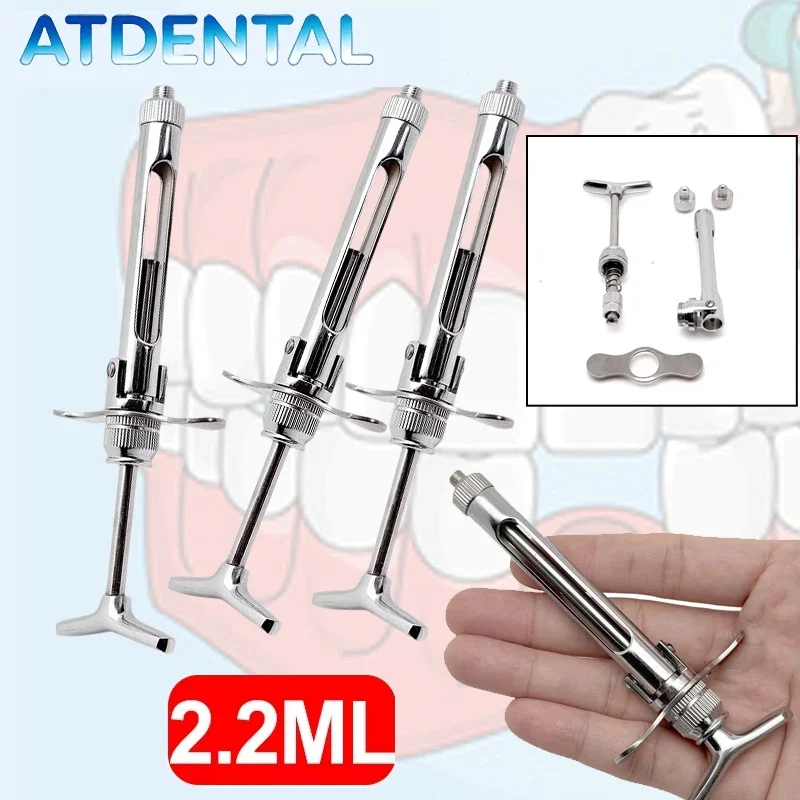 5pcs 2.2ml Dental Syringe Press Type - Stainless Steel Precision Dental Surgical Instrument Tool
