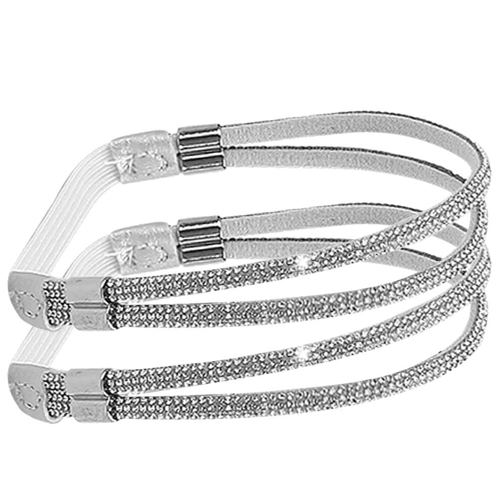 

Detachable Ankle Straps High Heels Women Silver Gray Rhinestones Anti Slip Adjustable Shoe Accessories Elastic Shoelaces Pumps