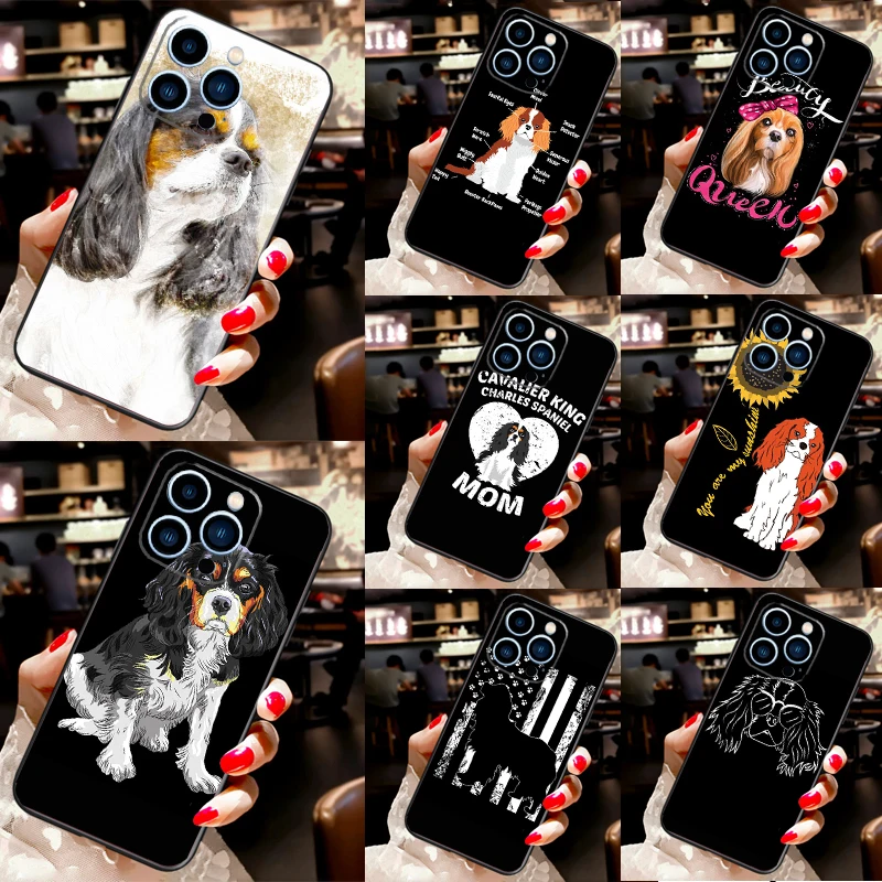 Cavalier King Charles Spaniel Dog Case For iPhone 16 15 14 11 Pro Max 12 13 Mini X XS Max XR Plus Silicone Cover Coque