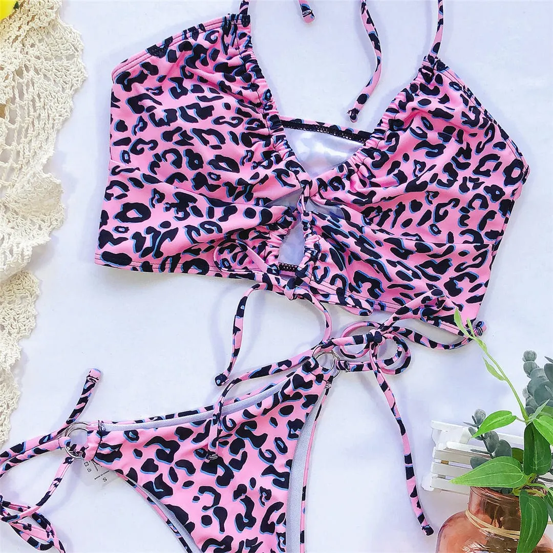 Sexy High-Cut-Leoparden-Bikini, Damen-Badebekleidung, zweiteiliger Bikini-Set, Schnür-Badeanzug, Badeanzug, Badebekleidung, V1708 – Detail 35