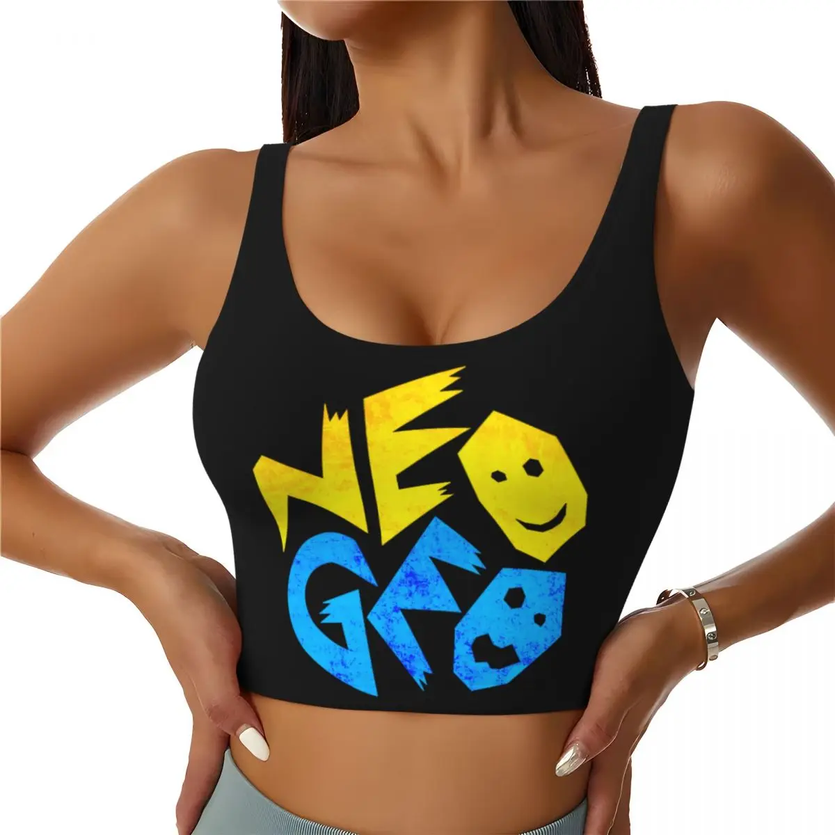 Custom Arcade Game Neo Geo Logo Sports Bra Women High Impact Workout Yoga Crop Top