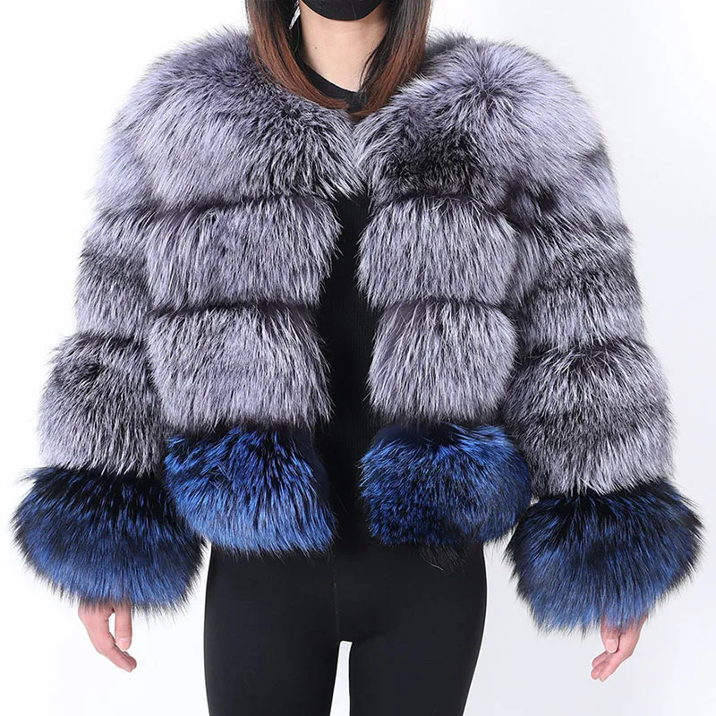 2024MAOMAOKONG Luxury Real Fur Coat Winter Jacket Women Natural Fox fur Female Clothing Silver Fox Vest Furry Coat Feather Vest