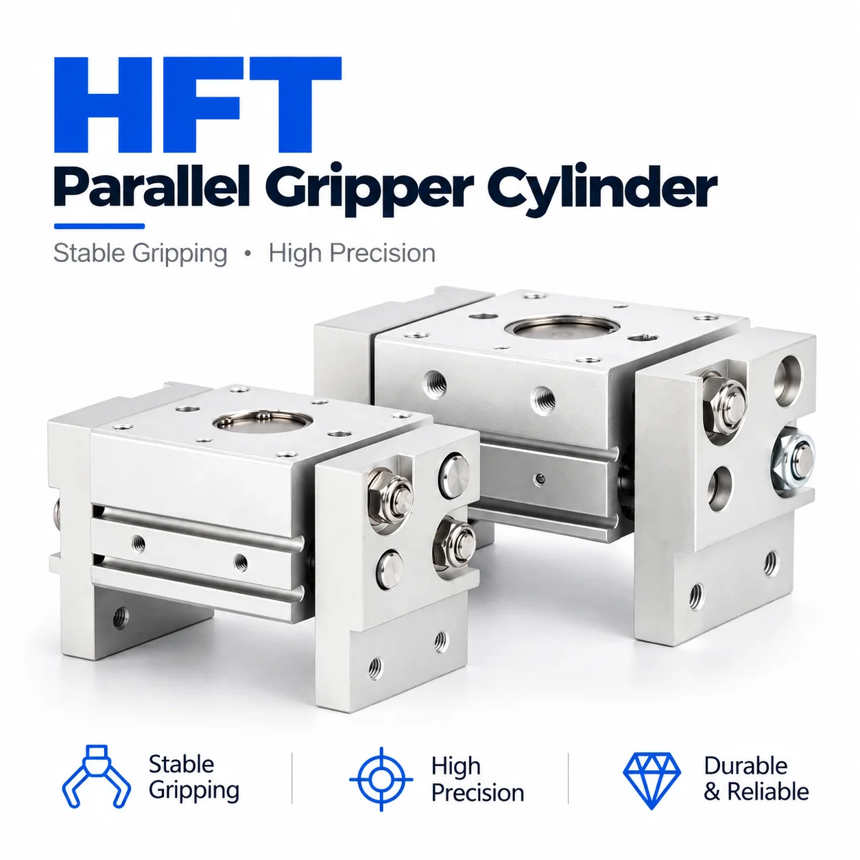 AIRSLG HFT Parallel Gripper Pneumatic Cylinder Wide Type Large Bore Aluminum Alloy Magnetic Finger Air Cylinder HFT10 16 20 25