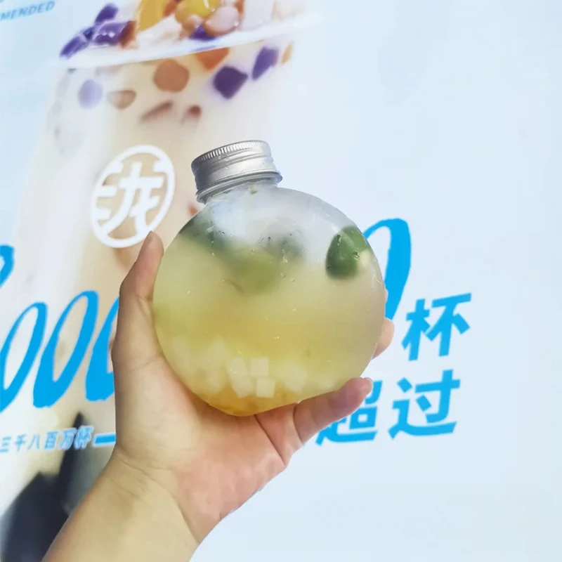 10Pcs 300ml Plastic ball Shape Bottles For Drinks Storage Containers Drinking Water Bottles Plastic Water Bottle With Lids Caps